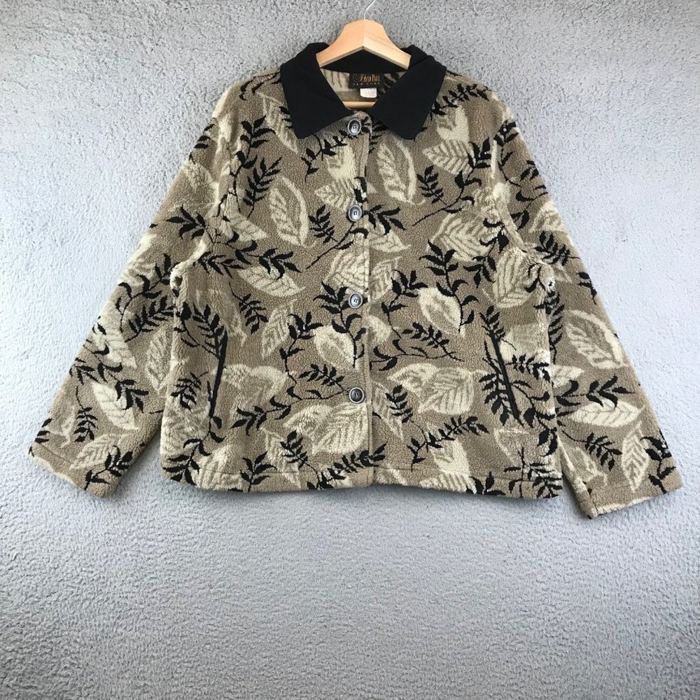 Vintage David Paul New York Fleece Floral jacket size XL